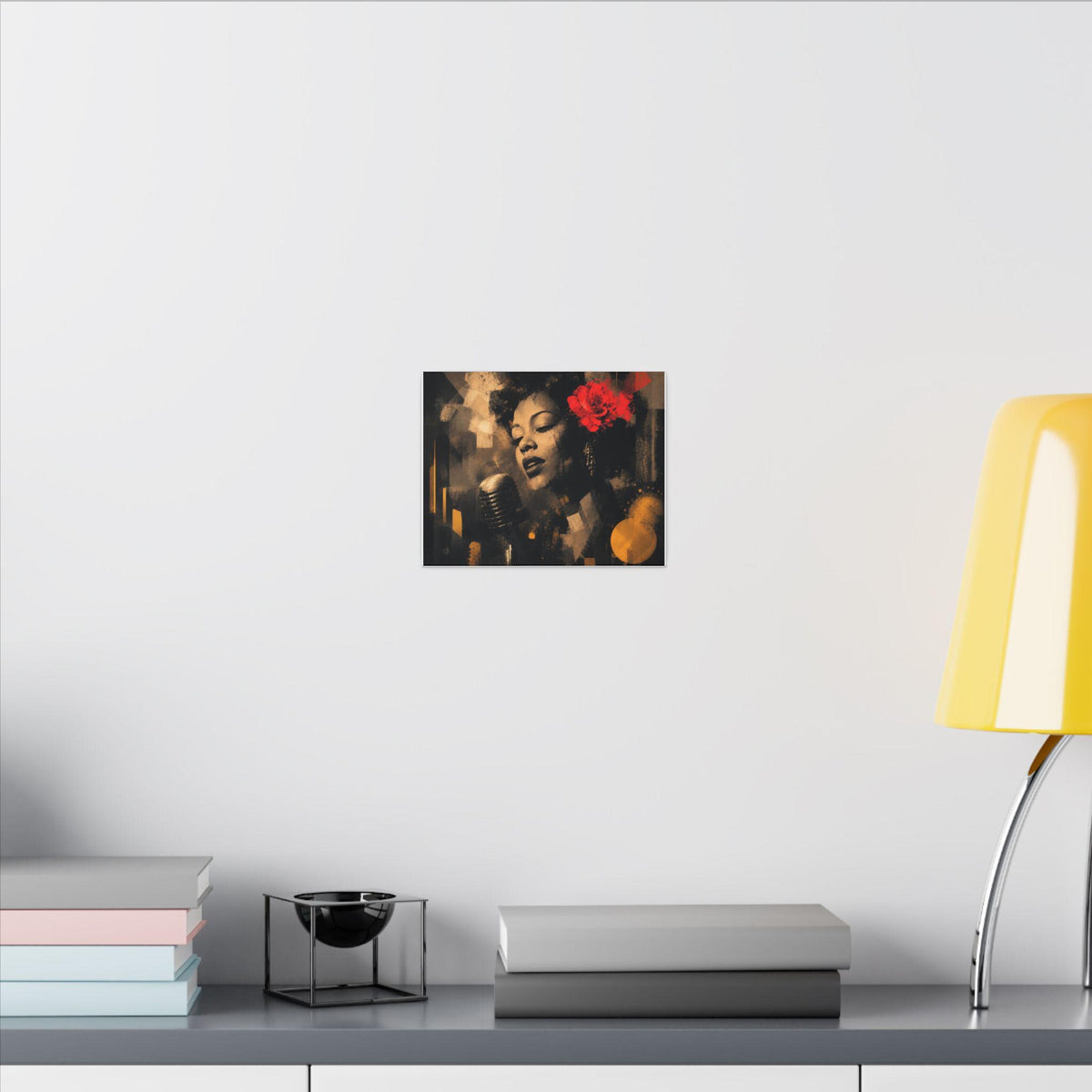Vintage Jazz Singer Canvas | Woman with Red Flower Microphone Wall Art