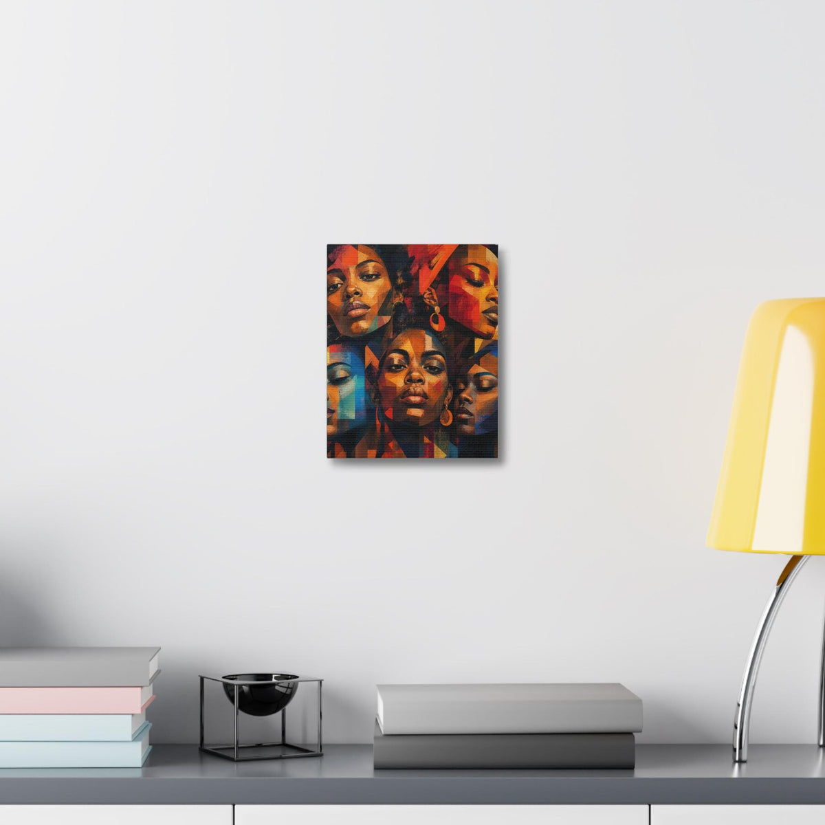 Afrocentric Faces Portrait Canvas | Colorful Geometric Women Wall Art
