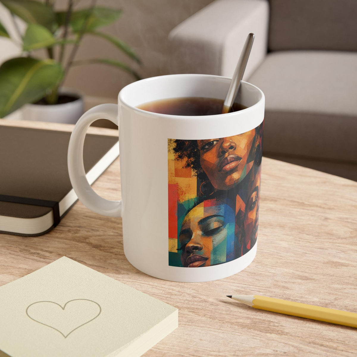 Abstract Black Women Faces Mug | Colorful Afrocentric Portrait Art