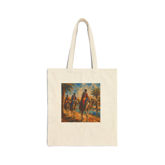 Vintage Desert Riders tote bag | camel caravan art canvas tote