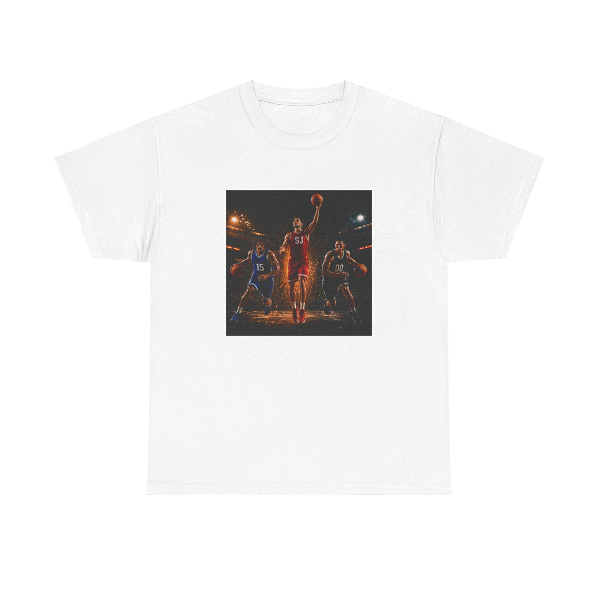 Basketball Player Dunk Tee | Night Game Court Scene, Sports Apparel