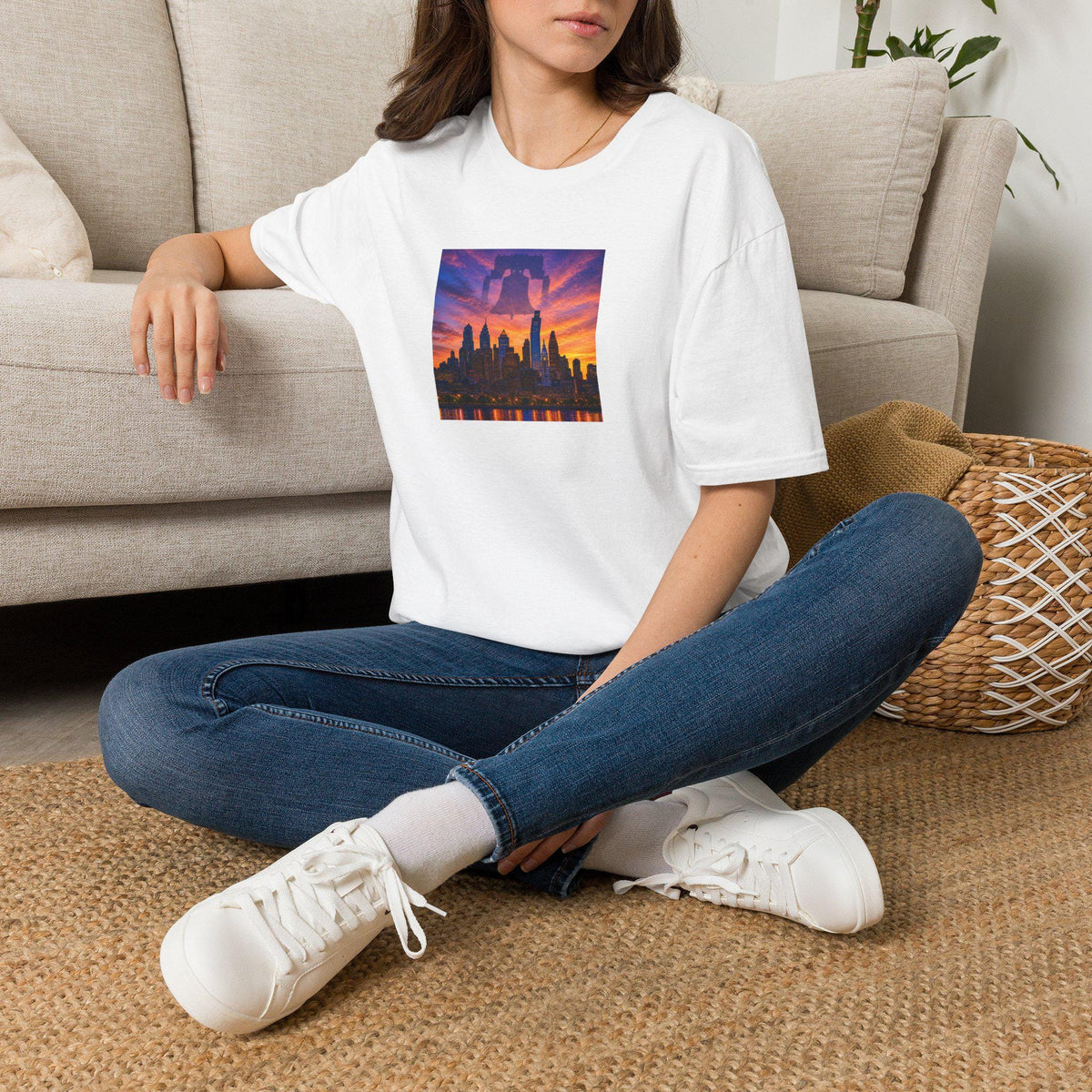 City Skyline Sunset T-Shirt  Vibrant Philadelphia Silhouette Tee