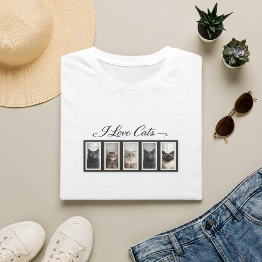 I Love Cats photo collage T-Shirt | Cat portrait tee