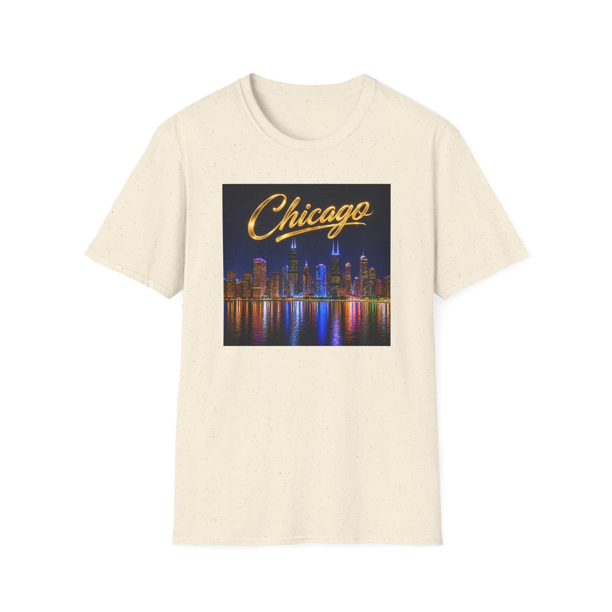Chicago Skyline T-Shirt  Retro Script City Nightscape Tee