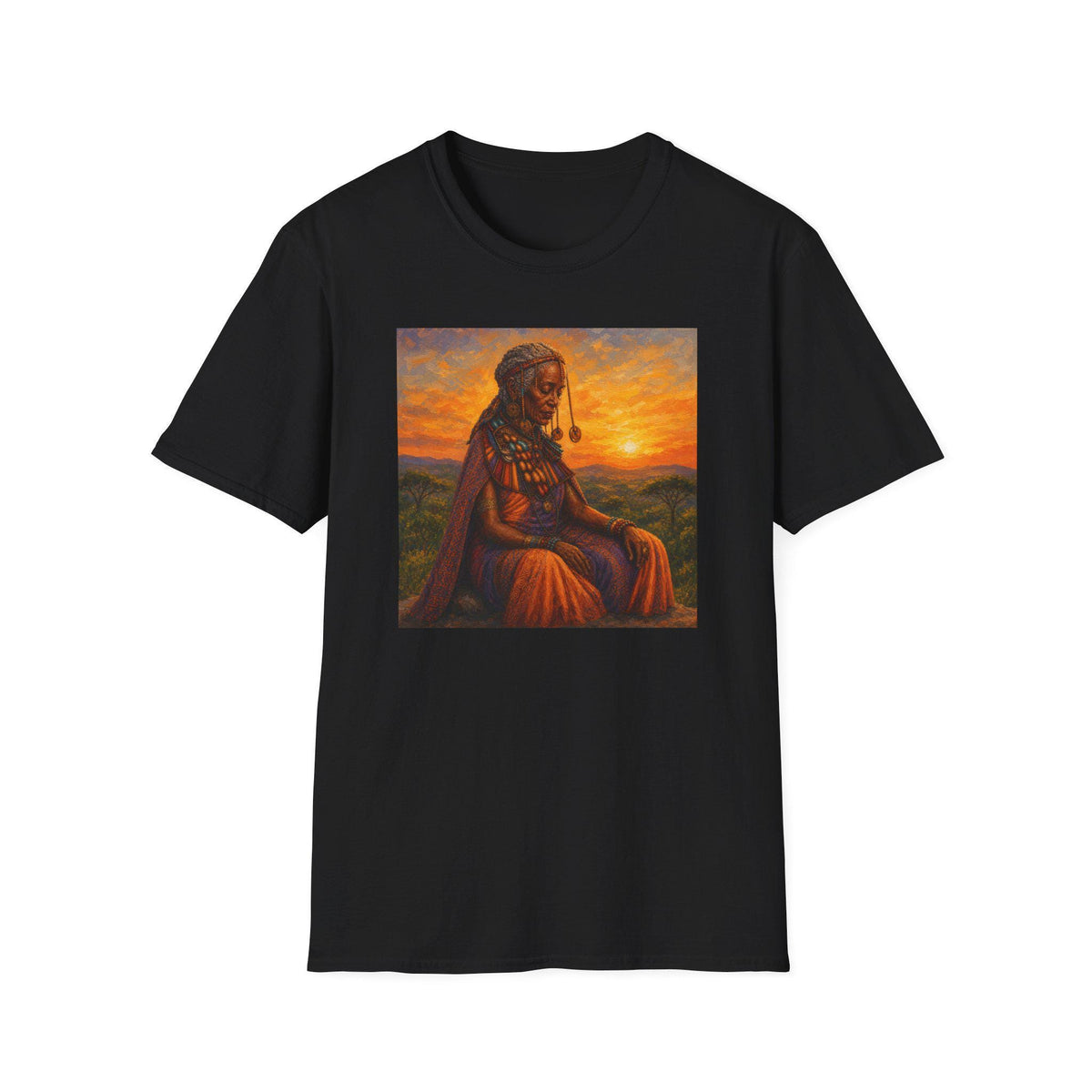 T-Shirt  Native Woman at Sunset Illustration Tee