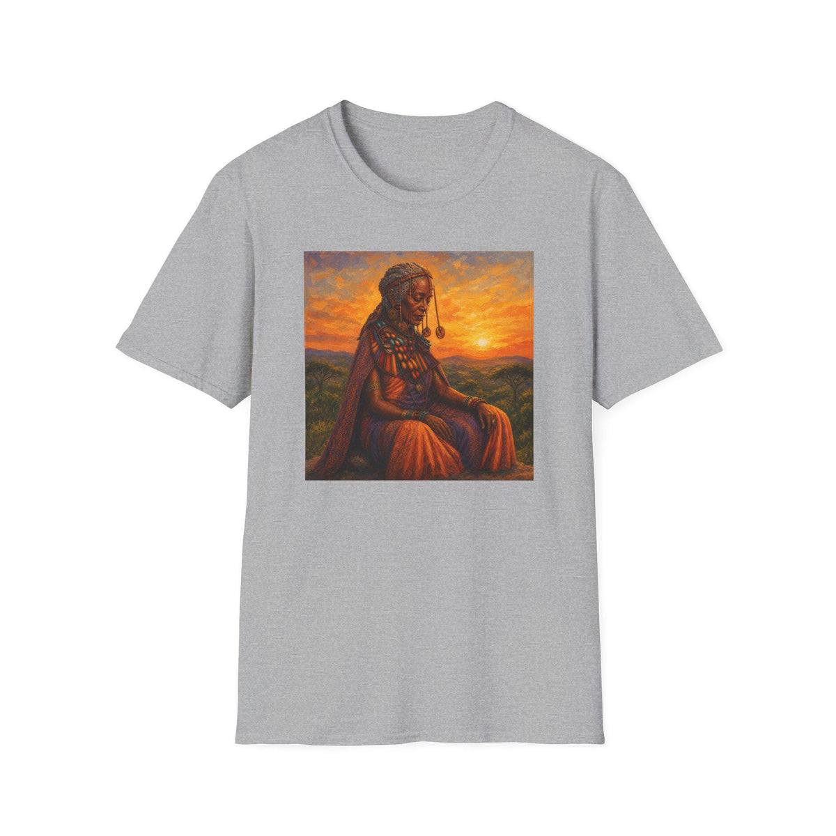 T-Shirt  Native Woman at Sunset Illustration Tee