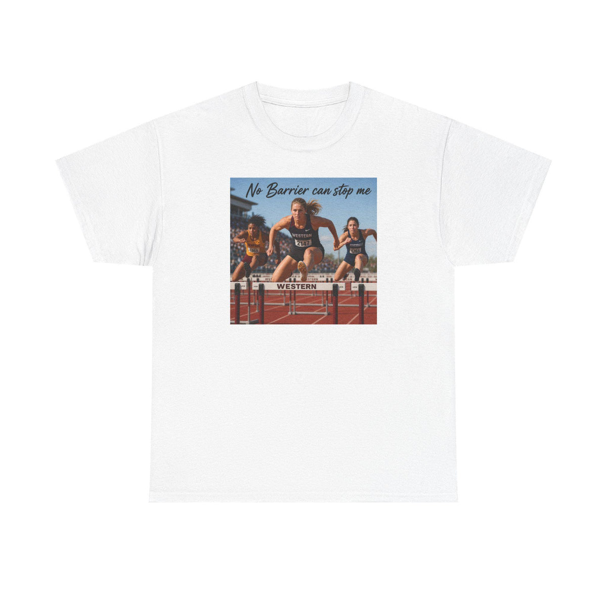 Vintage Track Hurdles Graphic Tee | Retro Runner Illustration