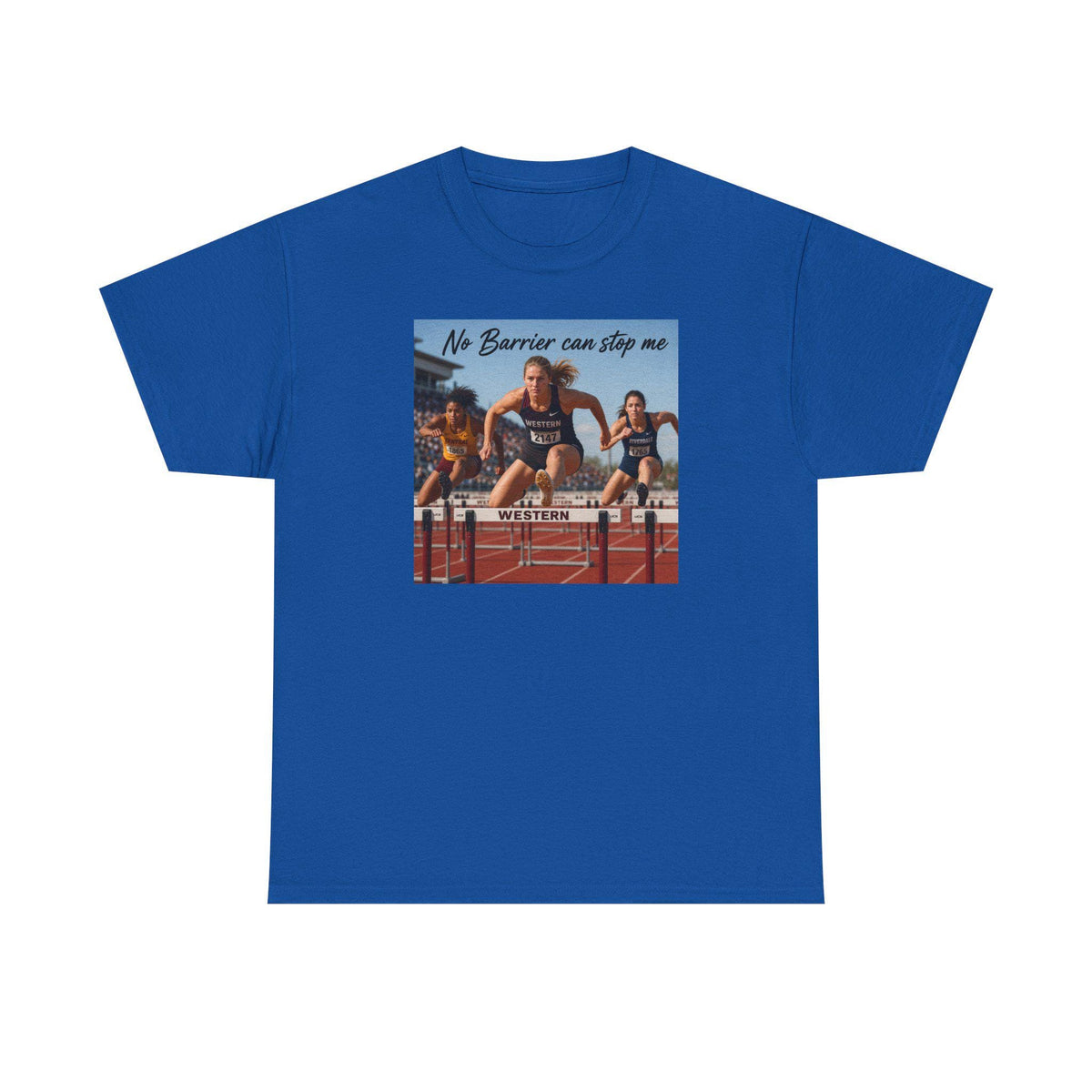 Vintage Track Hurdles Graphic Tee | Retro Runner Illustration