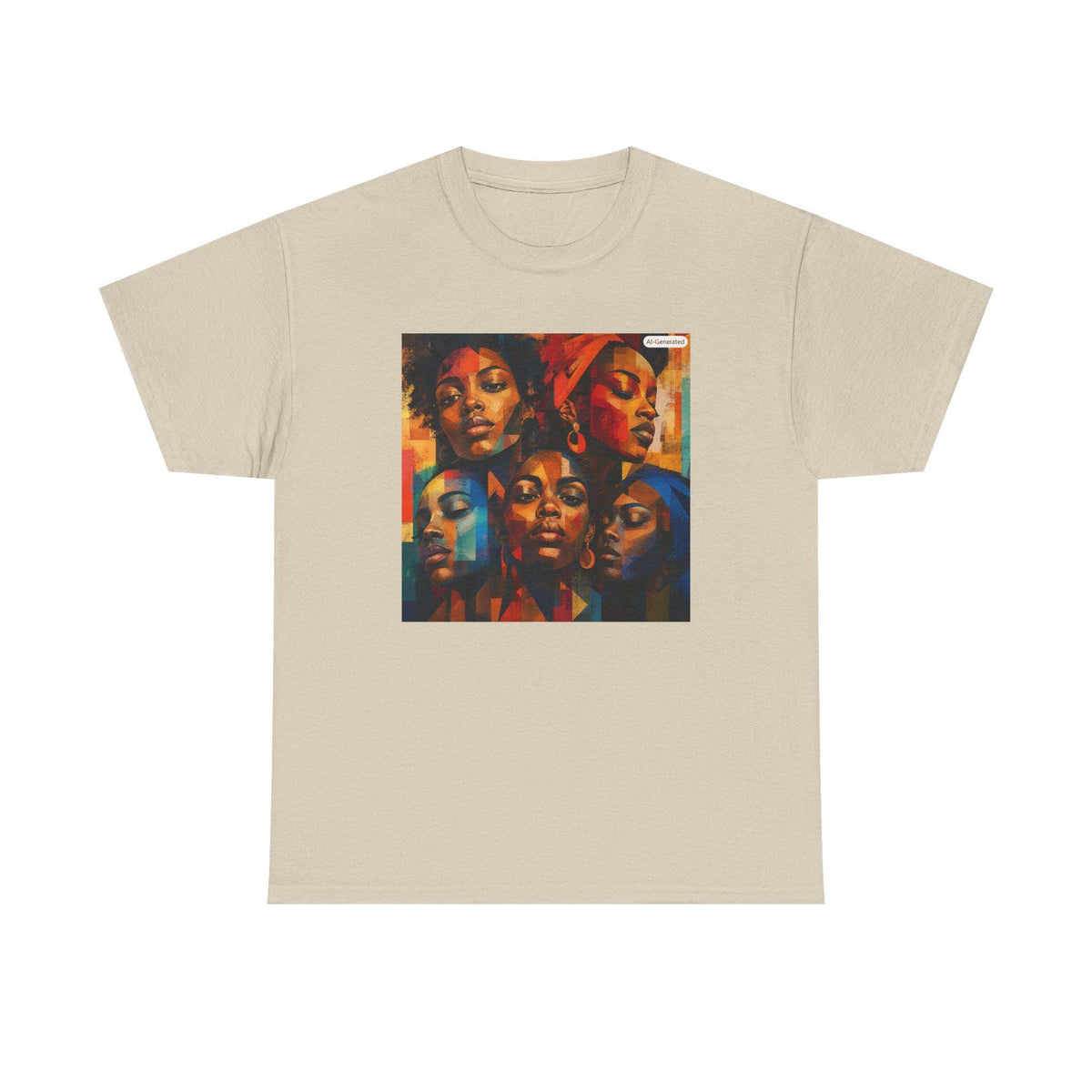 Abstract Afrocentric Faces Tee | Colorful Portrait Collage, Black Art