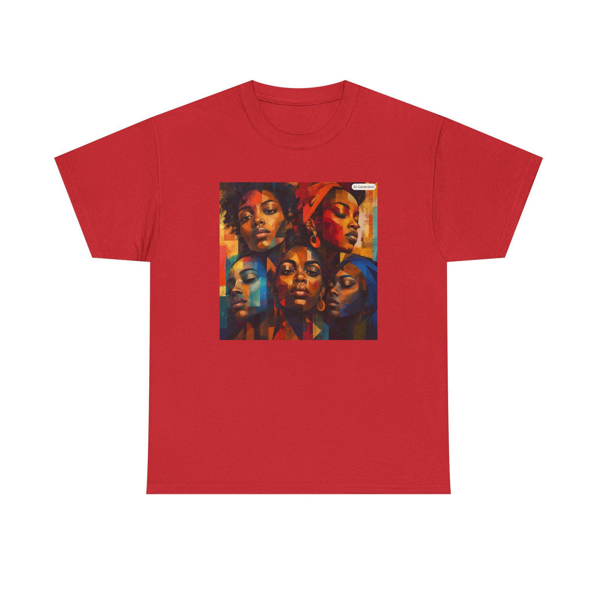 Abstract Afrocentric Faces Tee | Colorful Portrait Collage, Black Art