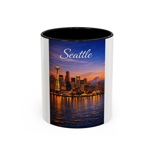 Seattle skyline at sunset Mug | Accent coffee mug 11oz 15oz