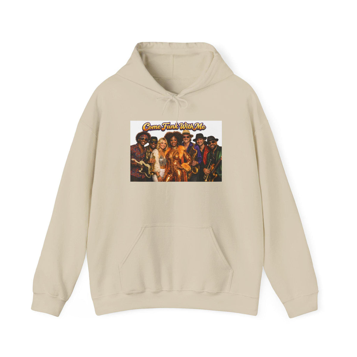 Retro Funk Band Illustration Hoodie | 70s Soul Group Graphic Sweatshirt