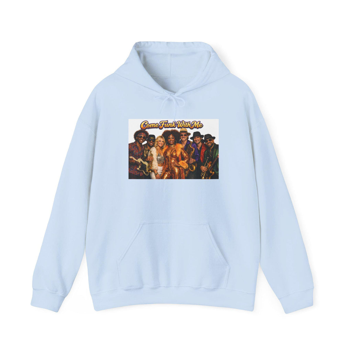 Retro Funk Band Illustration Hoodie | 70s Soul Group Graphic Sweatshirt