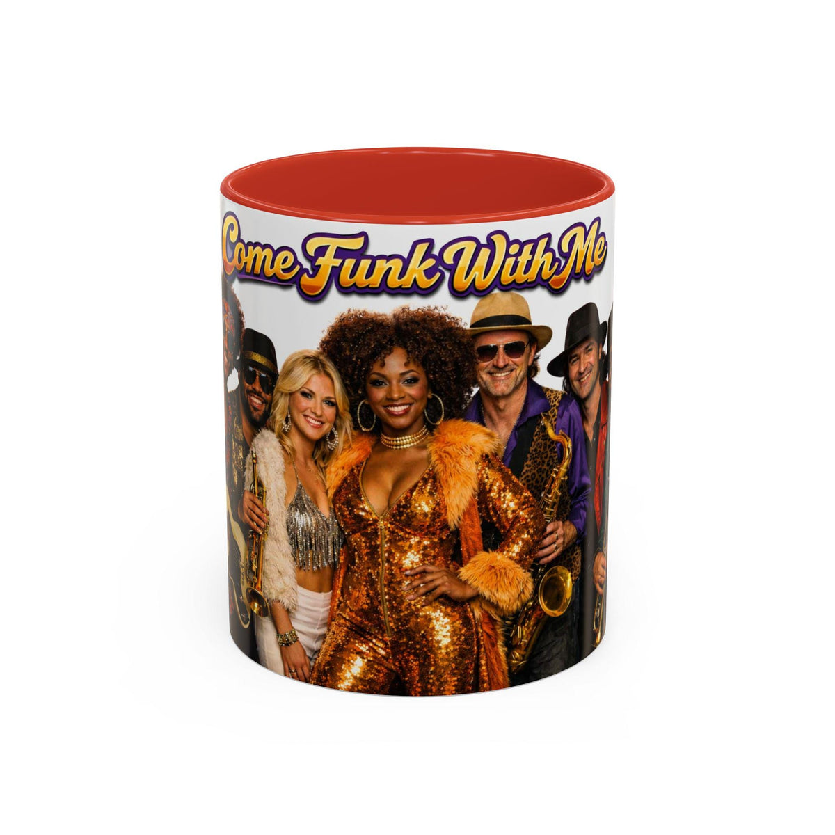 Come Funk With Me Mug | Funk Band Retro Design, Accent Black Handle