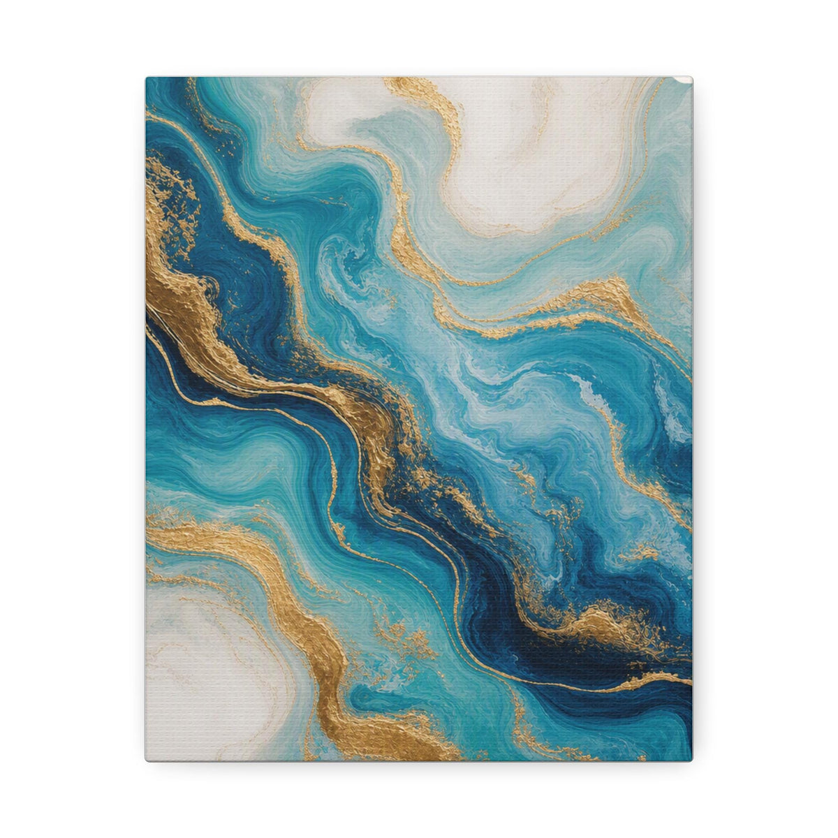 Blue Gold Agate Canvas Print: Abstract Marble Wall Art (Indoor Use)