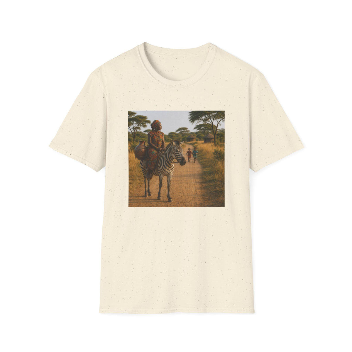 African Safari Scene T-Shirt | Zebra Rider Landscape Print