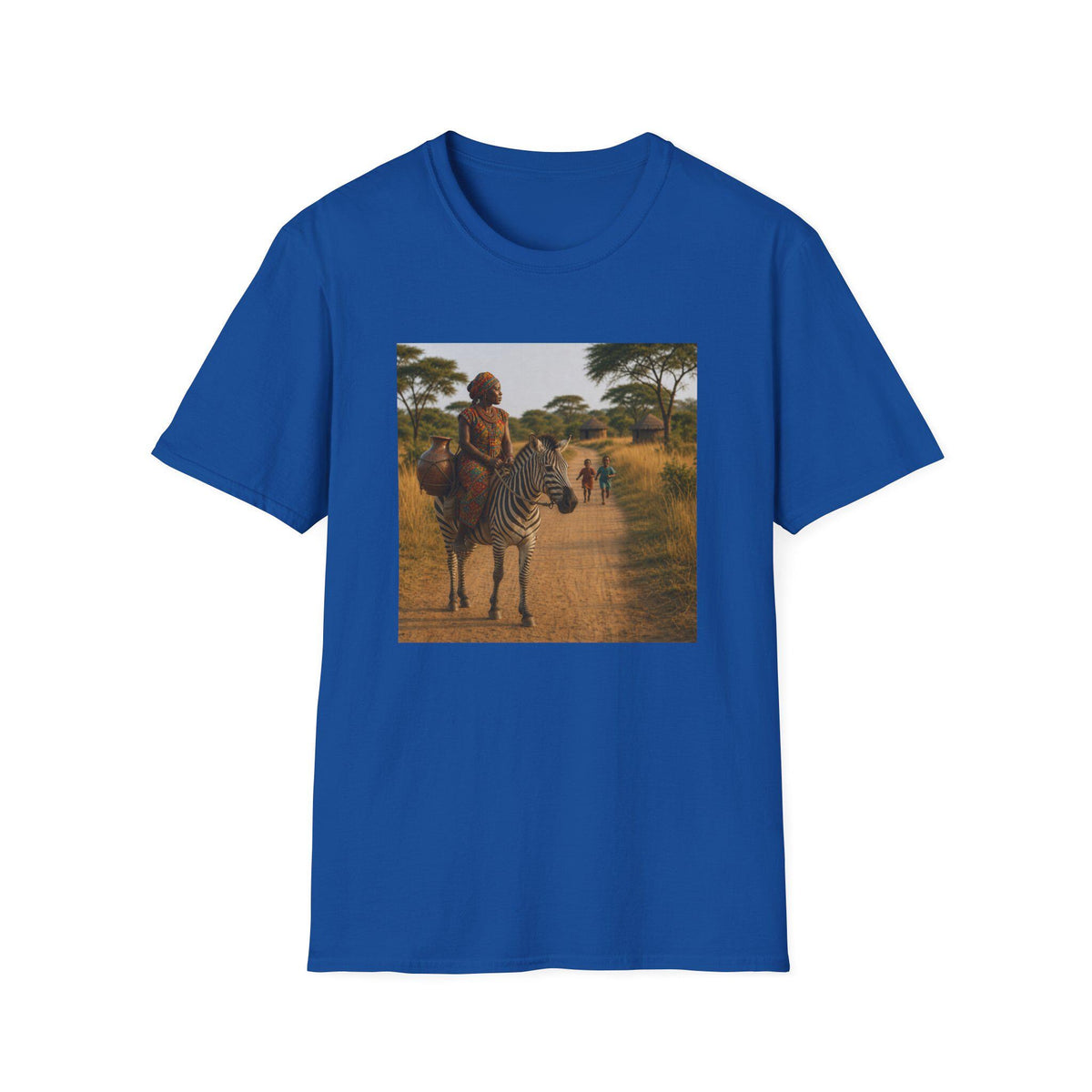 African Safari Scene T-Shirt | Zebra Rider Landscape Print