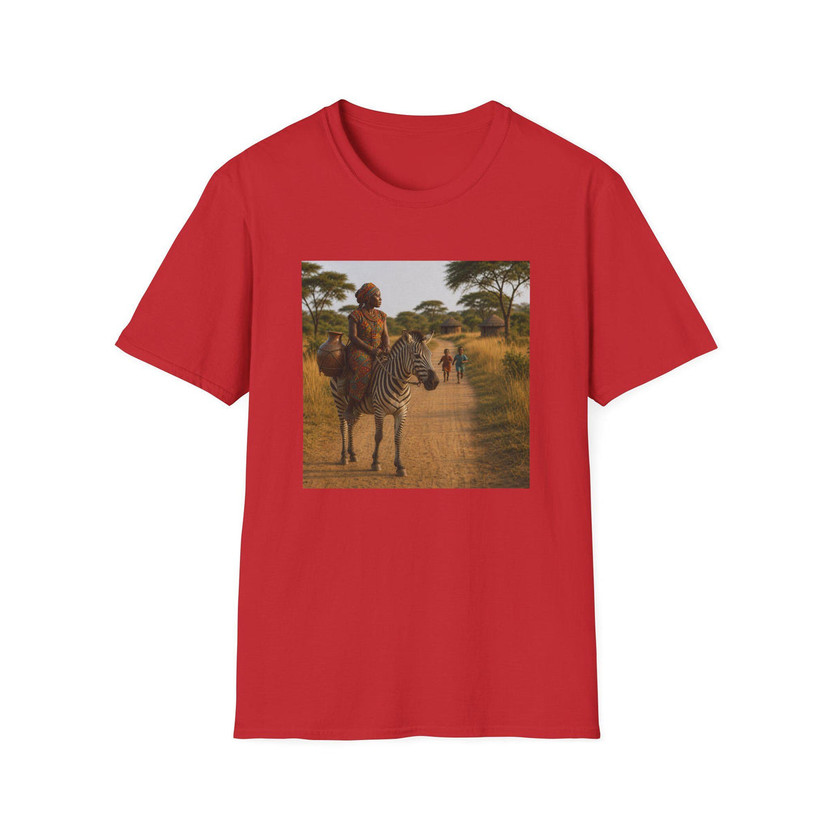 African Safari Scene T-Shirt | Zebra Rider Landscape Print