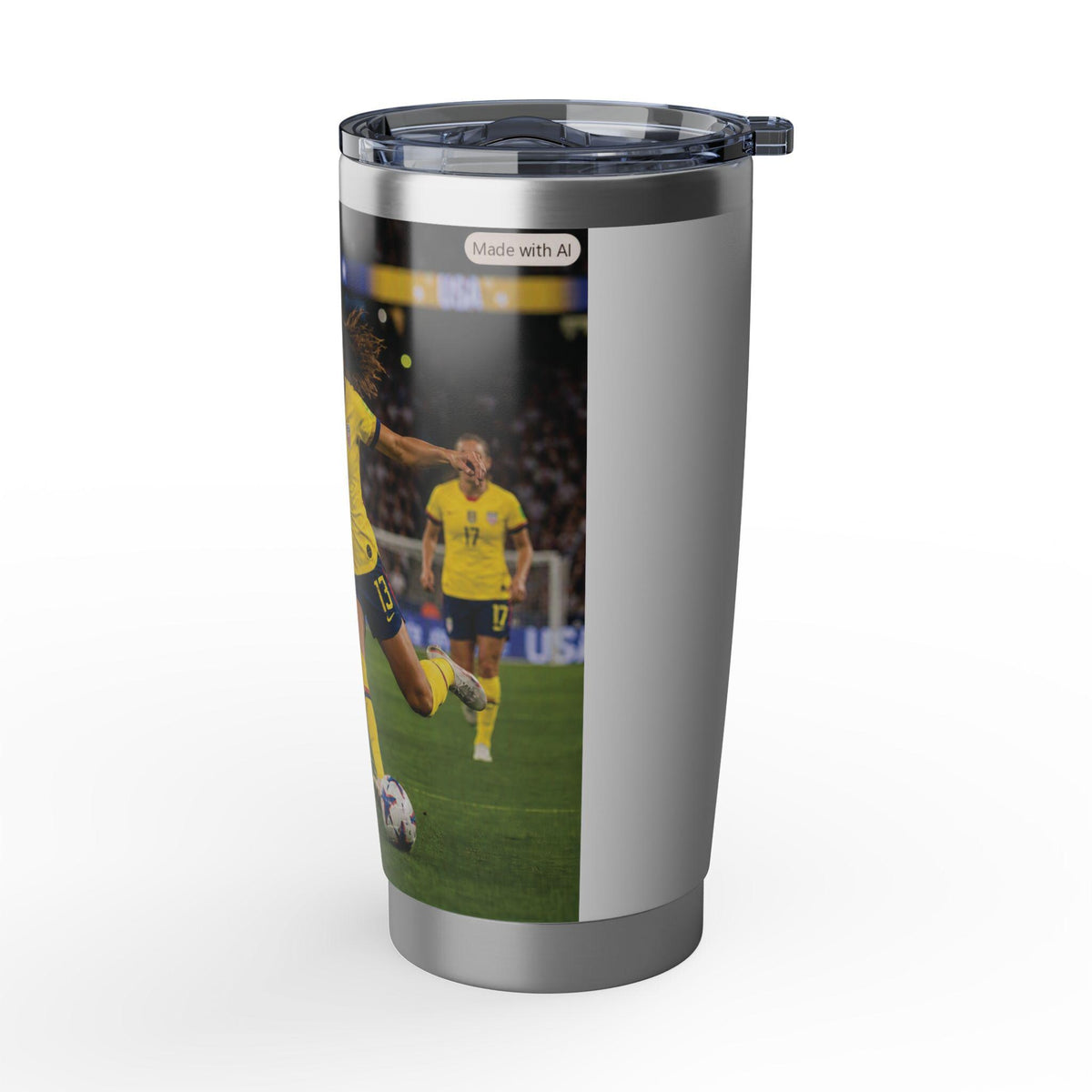 Female Soccer Players action shot Tumbler | 20oz stainless steel travel cup