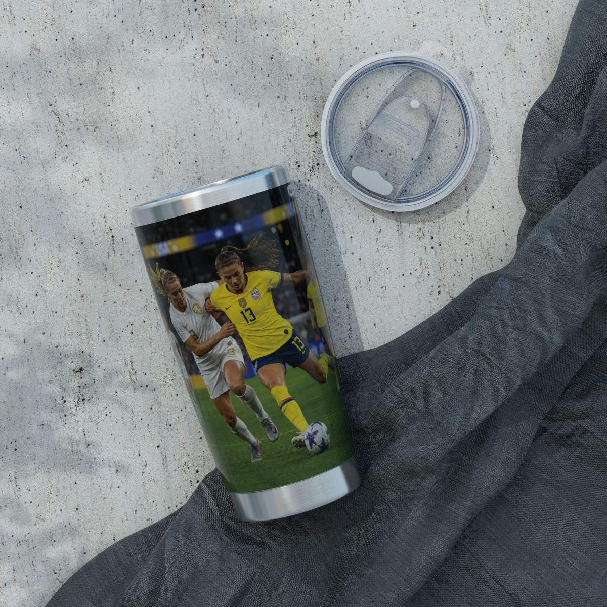 Female Soccer Players action shot Tumbler | 20oz stainless steel travel cup