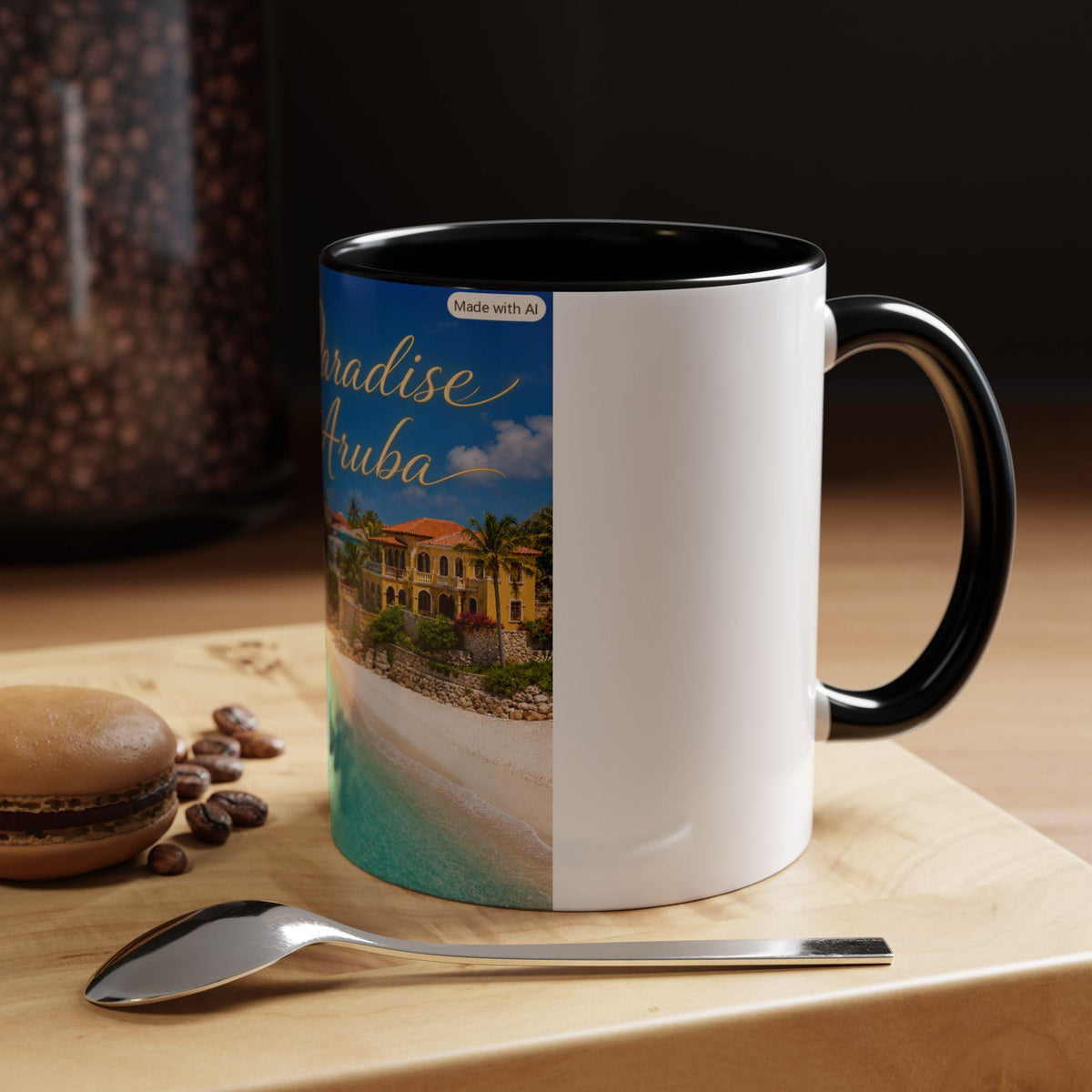 The Paradise of Aruba beach scene Mug | Accent coffee or tea mug