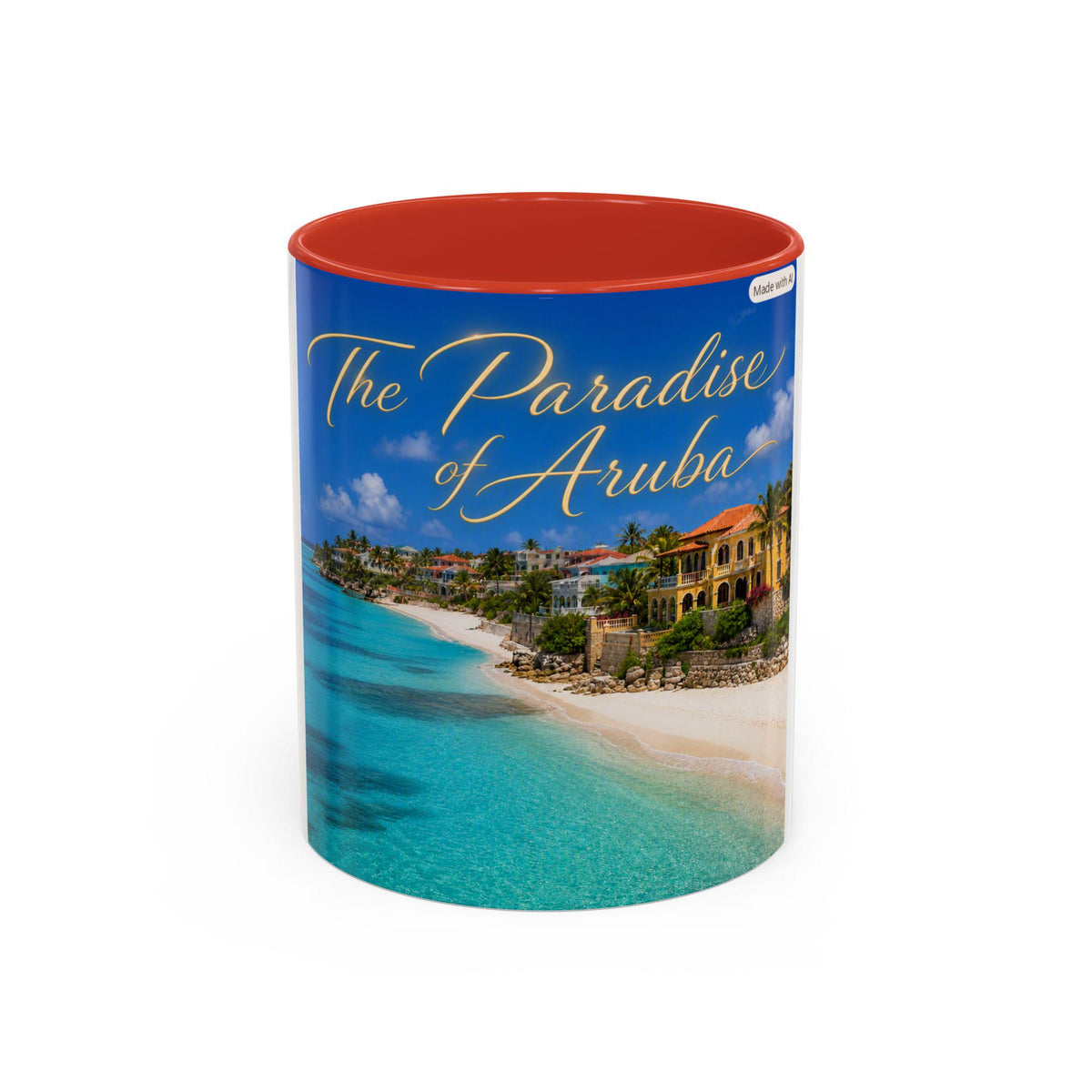 The Paradise of Aruba beach scene Mug | Accent coffee or tea mug