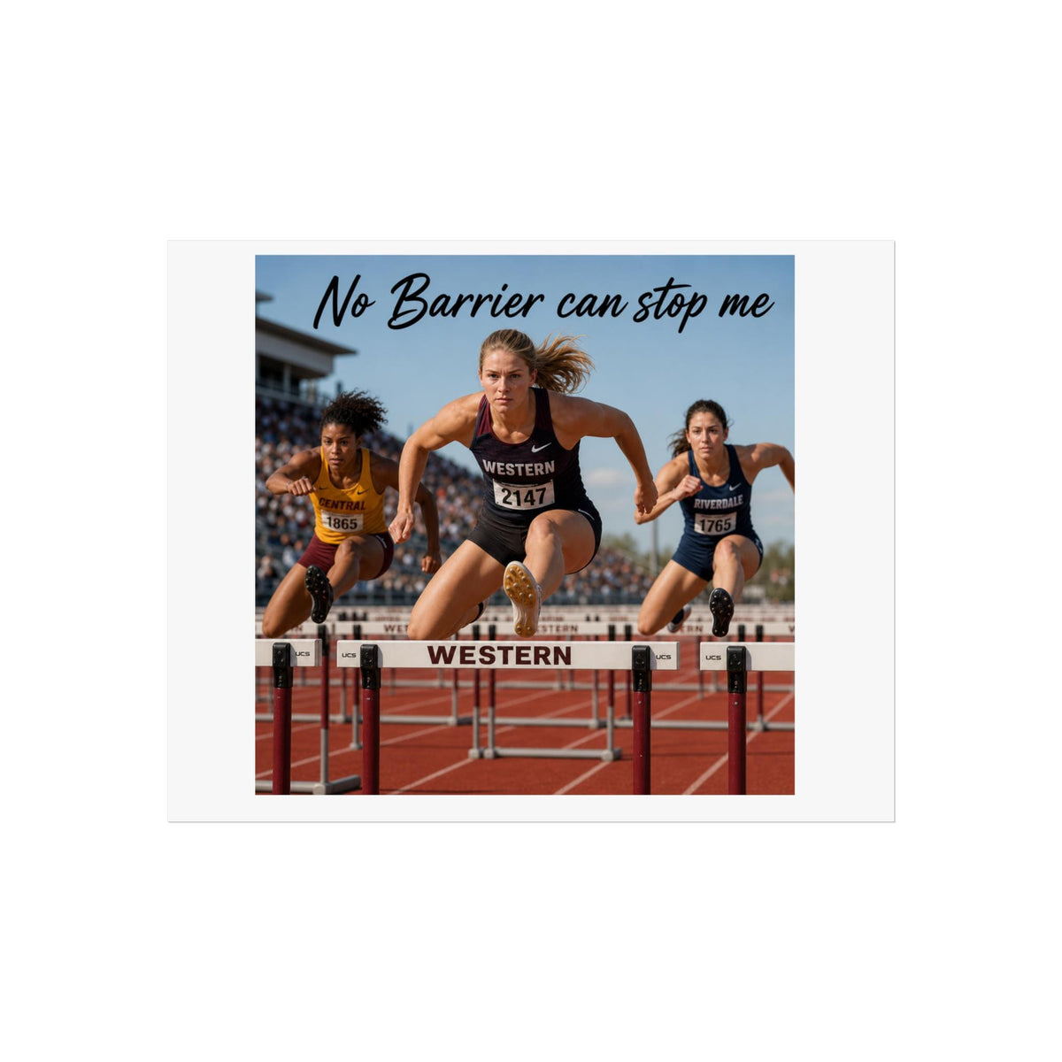 No Barrier Can Stop Me Poster | Track Hurdles Motivational Art