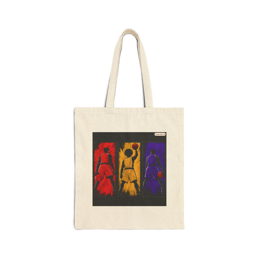 Silhouette Triptych tote bag | Canvas Tote, Red Yellow Purple Panel Art