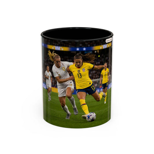 Female Soccer Players Action Shot Mug | Accent Coffee Mug