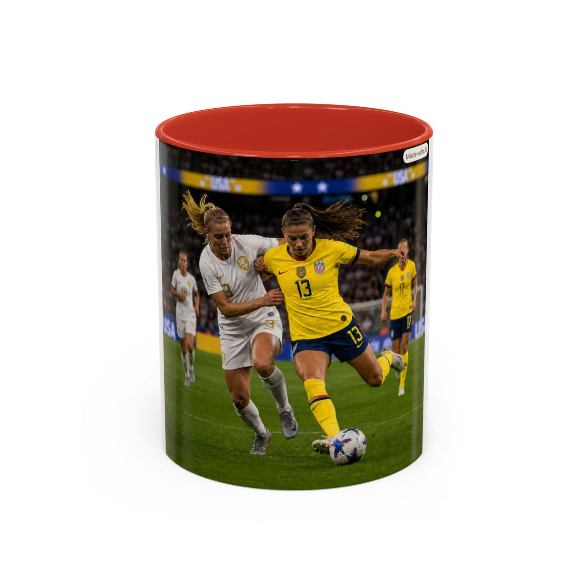 Female Soccer Players Action Shot Mug | Accent Coffee Mug