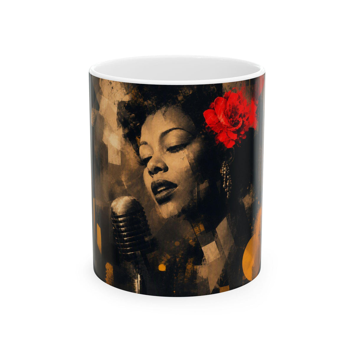 Jazz Singer Portrait Mug | Retro Vocalist Ceramic Coffee Cup