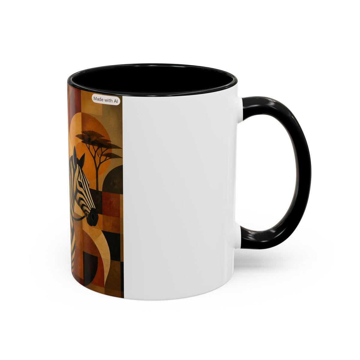 African Safari Zebra and Woman Mug | Accent Coffee Mug 11oz 15oz