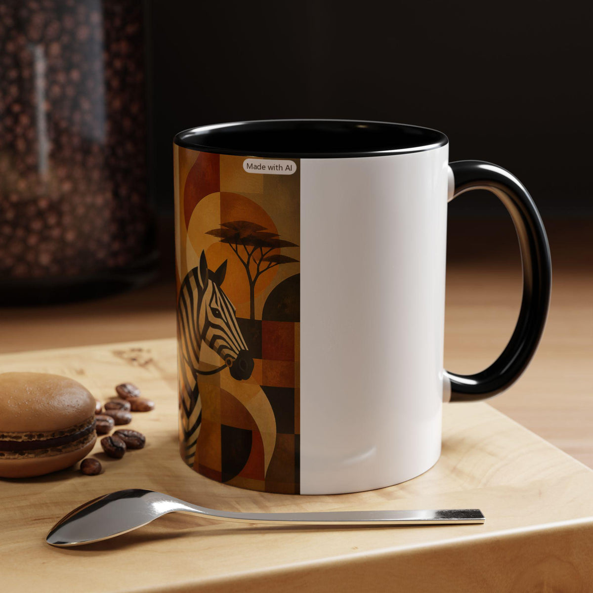 African Safari Zebra and Woman Mug | Accent Coffee Mug 11oz 15oz