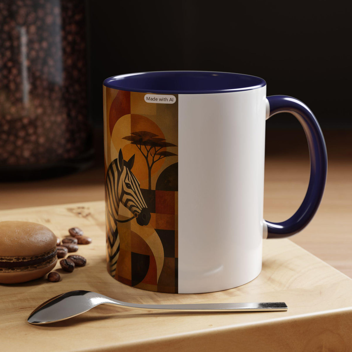 African Safari Zebra and Woman Mug | Accent Coffee Mug 11oz 15oz