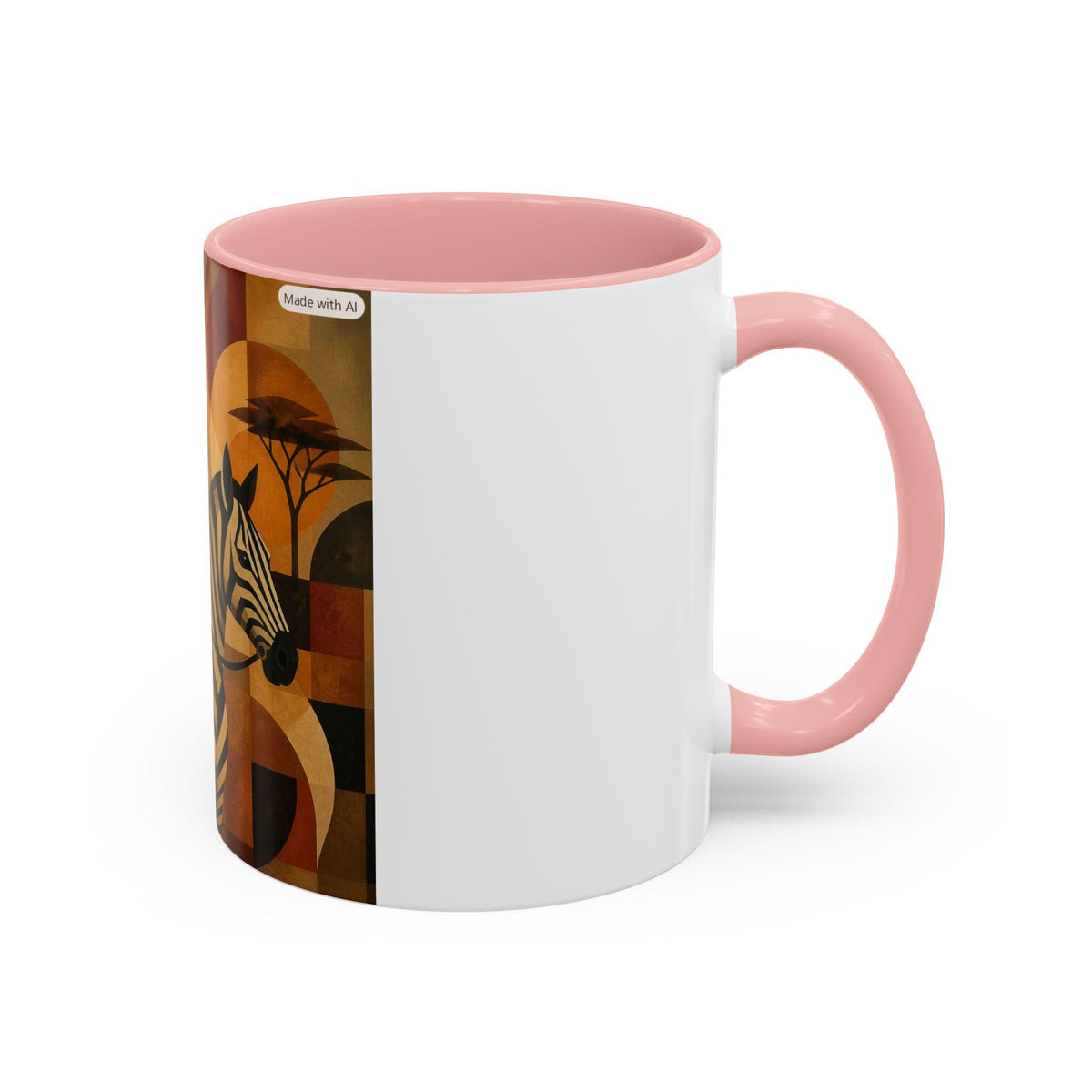African Safari Zebra and Woman Mug | Accent Coffee Mug 11oz 15oz