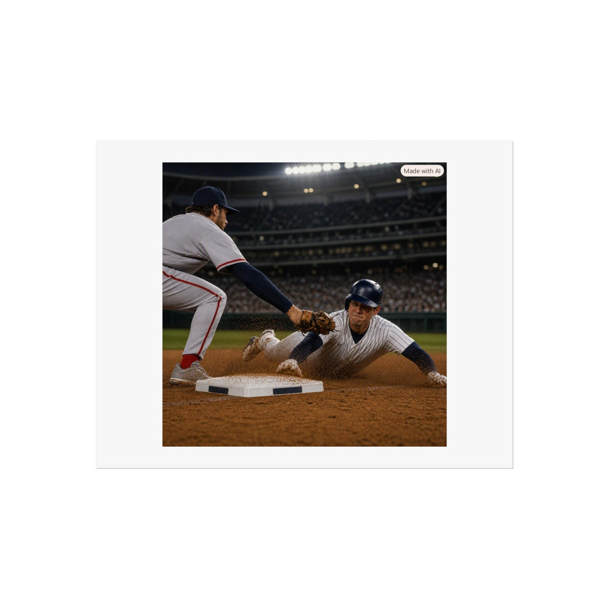 Baseball Slide Fine Art Poster | Vintage Sports Photography, Stadium Action