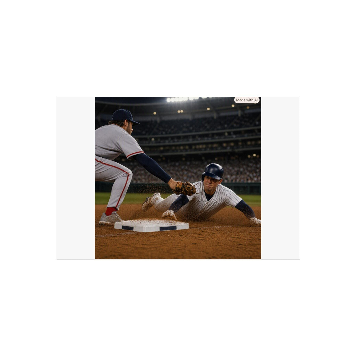 Baseball Slide Fine Art Poster | Vintage Sports Photography, Stadium Action