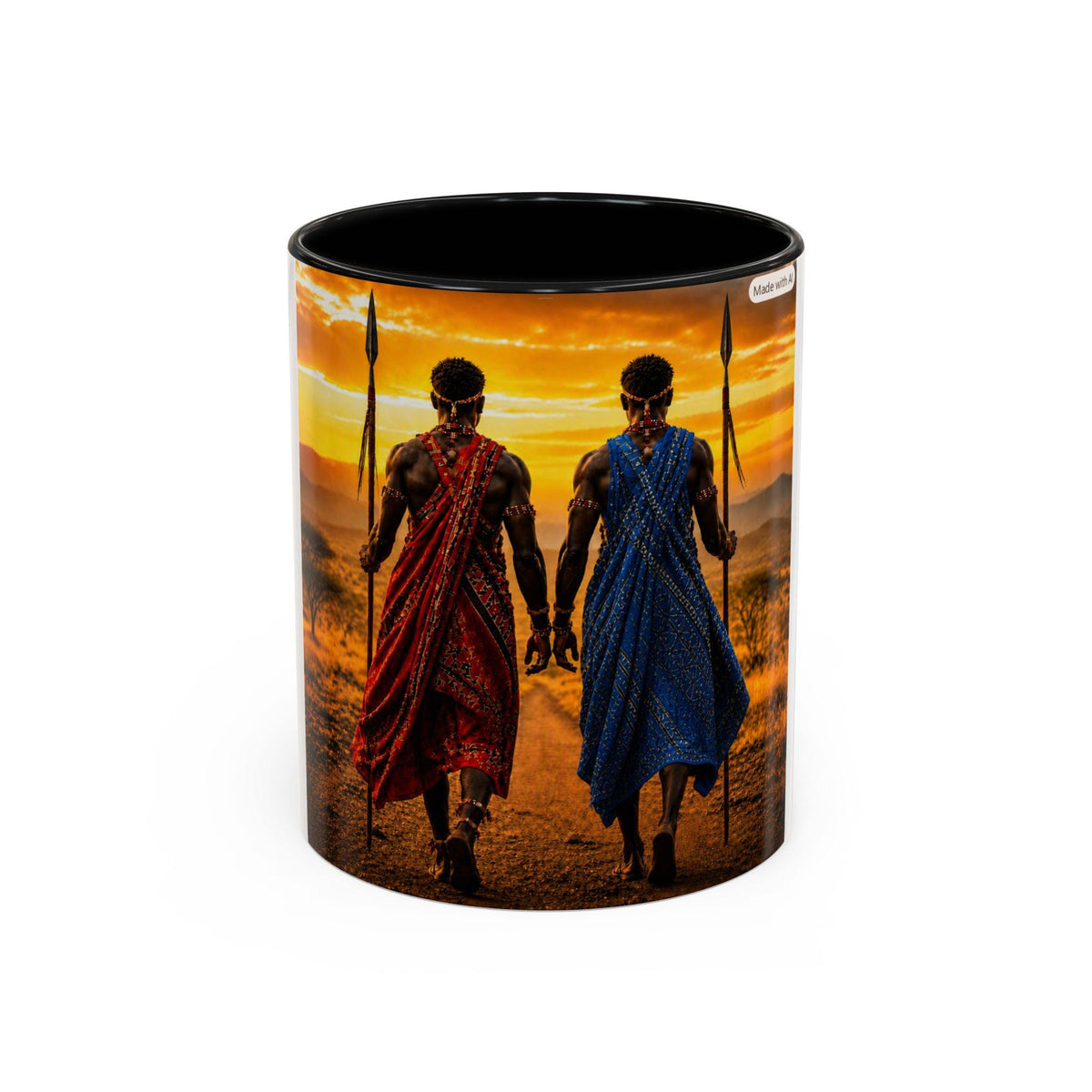 Maasai Warriors Sunset Walk Mug | Accent Coffee Mug