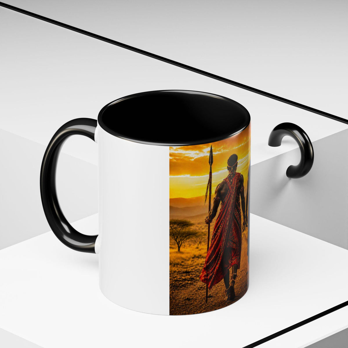Maasai Warriors Sunset Walk Mug | Accent Coffee Mug