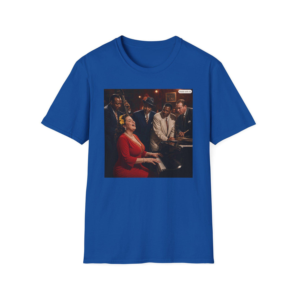 Vintage Jazz Club Scene T-Shirt | Singing Pianist Band