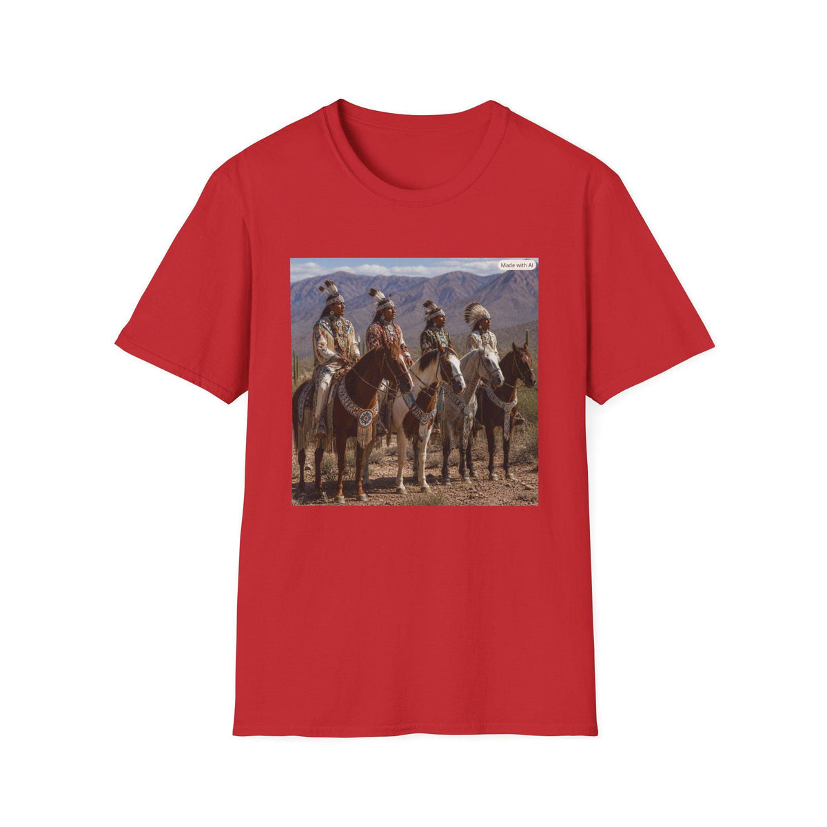 Native American Horsemen Artwork T-Shirt | Vintage Western Native Riders