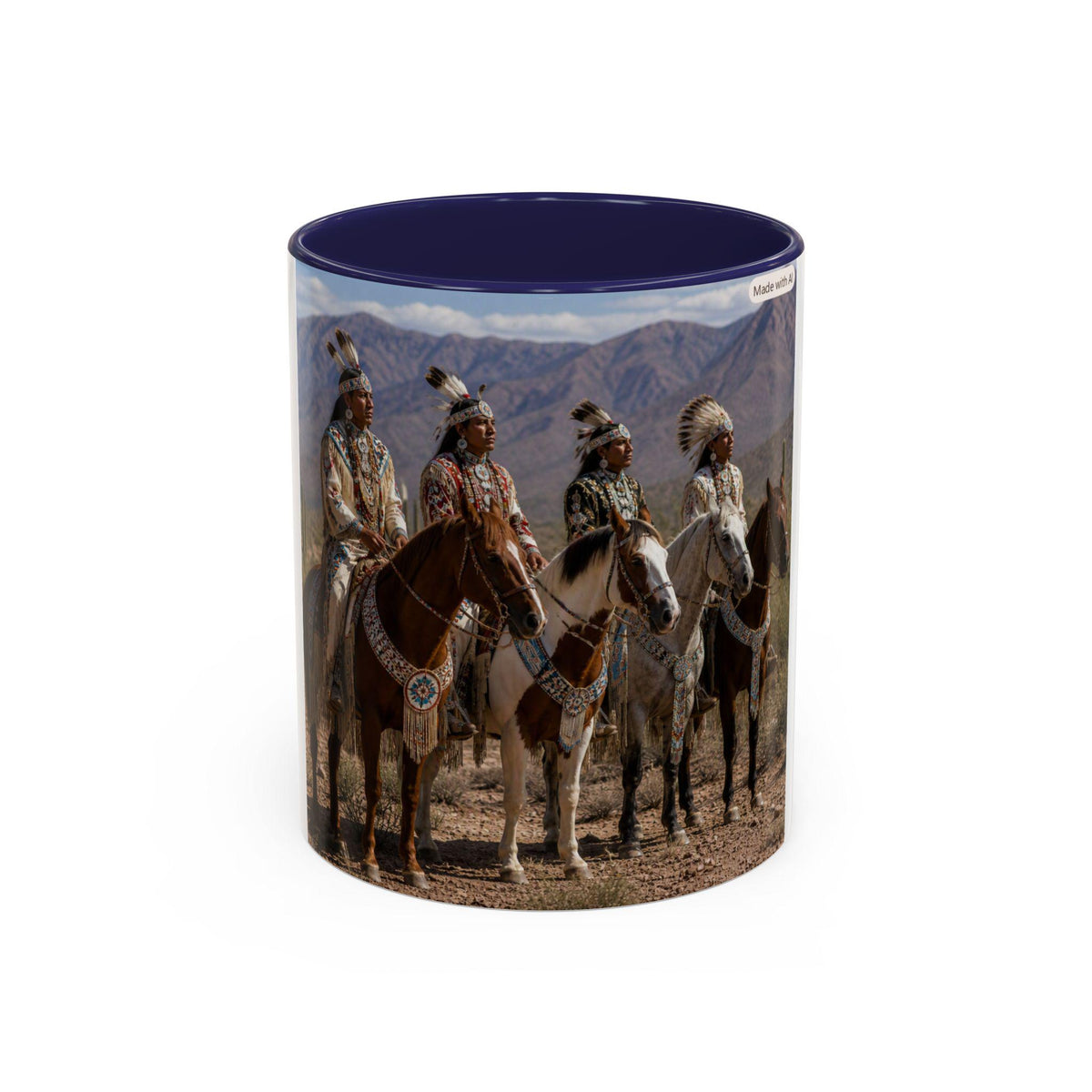 Native American Horse Riders Coffee Mug | Southwestern Desert Scene