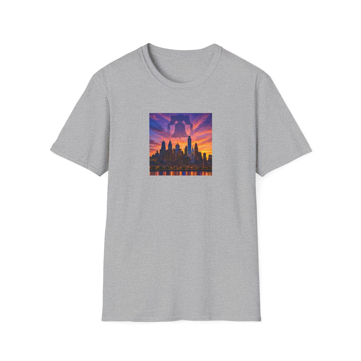 City Skyline Sunset T-Shirt  Vibrant Philadelphia Silhouette Tee