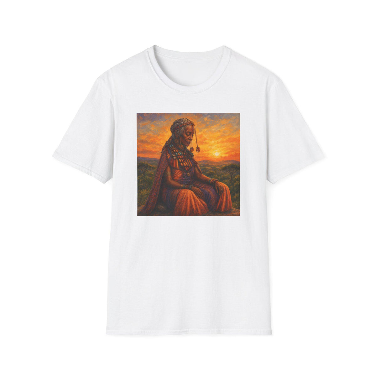 T-Shirt  Native Woman at Sunset Illustration Tee
