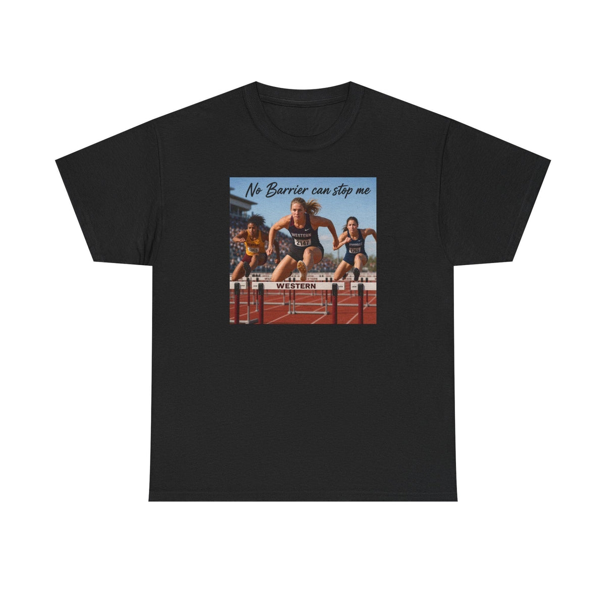 Vintage Track Hurdles Graphic Tee | Retro Runner Illustration