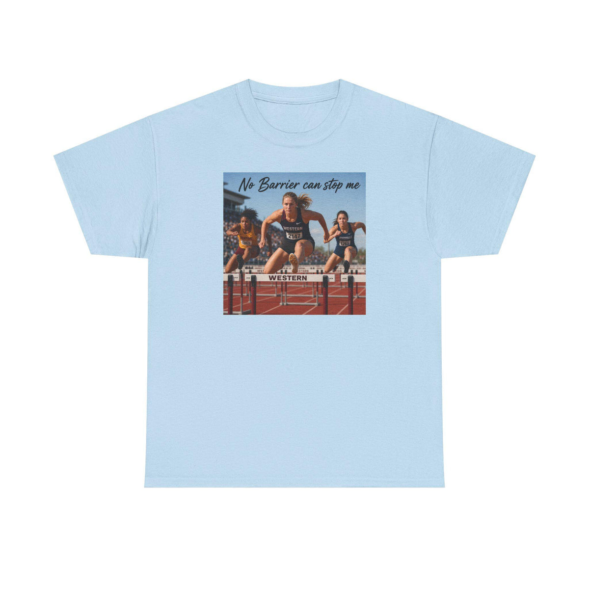 Vintage Track Hurdles Graphic Tee | Retro Runner Illustration