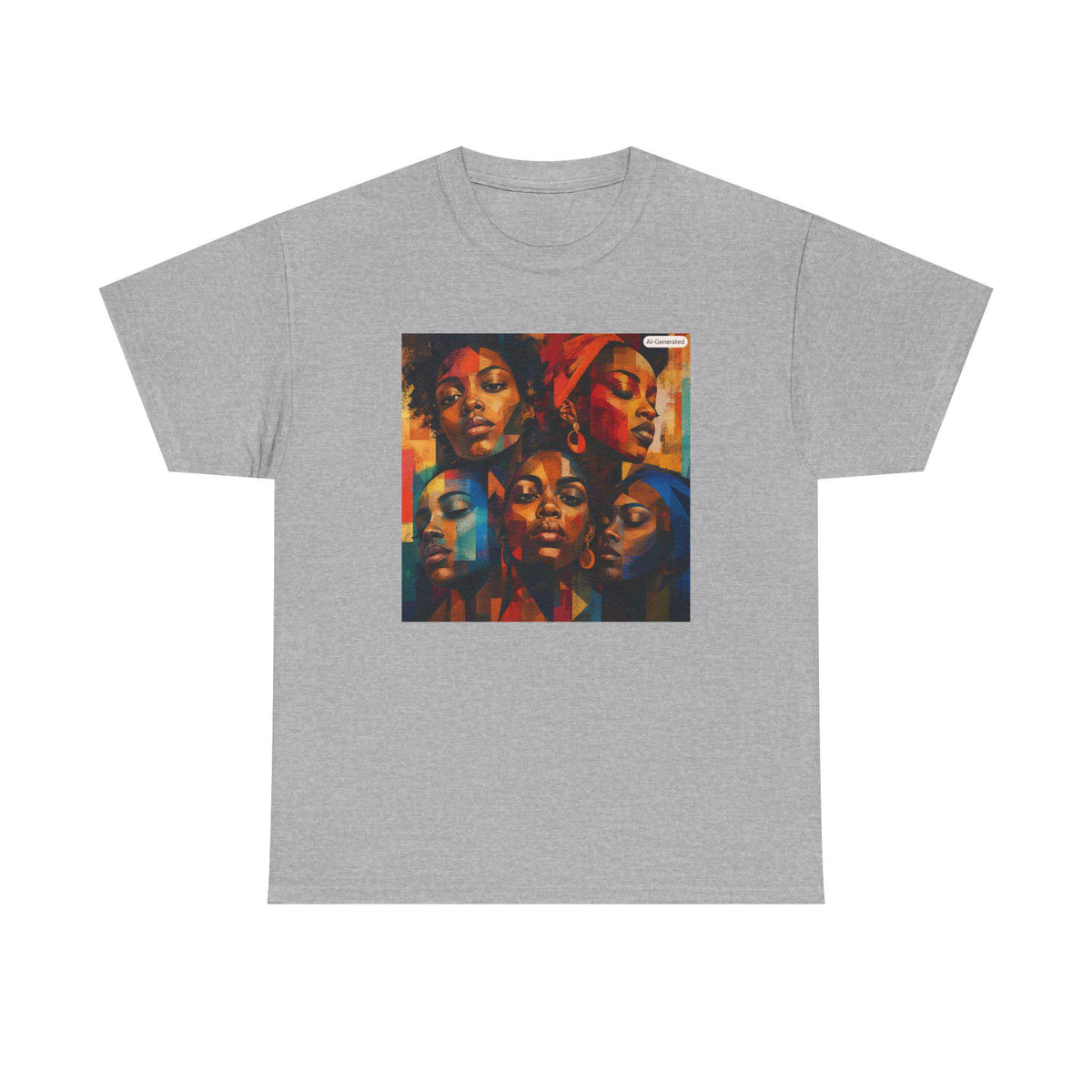 Abstract Afrocentric Faces Tee | Colorful Portrait Collage, Black Art