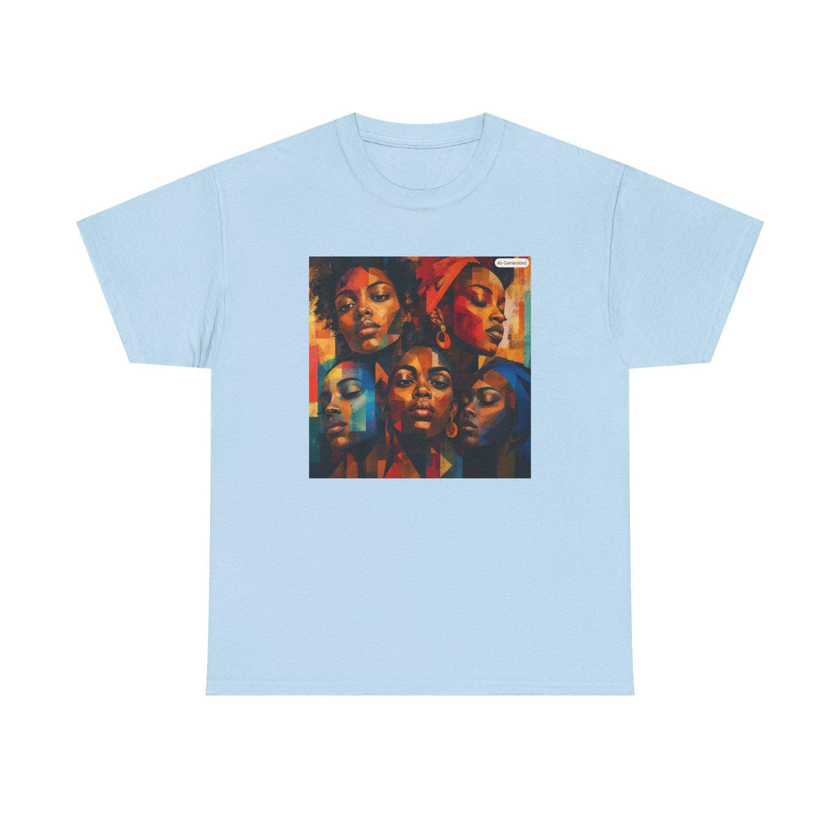 Abstract Afrocentric Faces Tee | Colorful Portrait Collage, Black Art