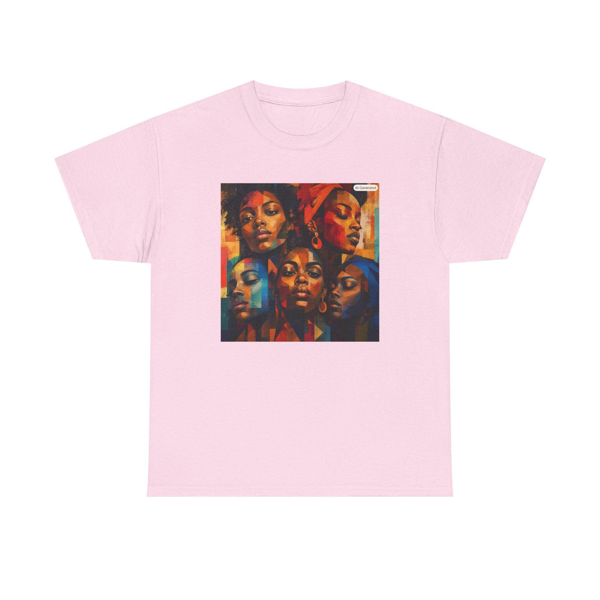 Abstract Afrocentric Faces Tee | Colorful Portrait Collage, Black Art