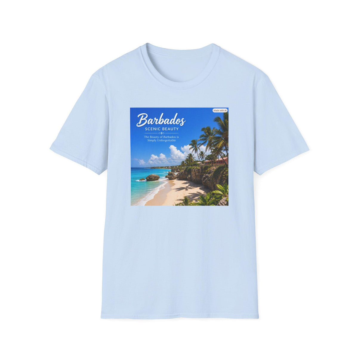Barbados Scenic Beauty T-Shirt | Tropical Beach Palm Design
